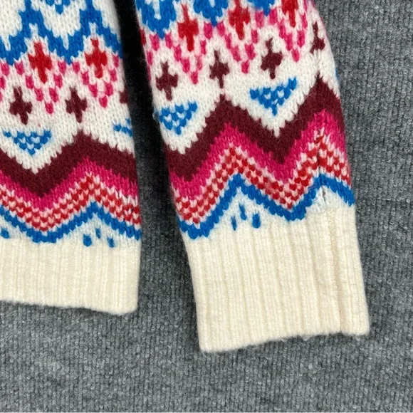LOFT Fair Isle Pink Blue Mock Neck Sweater M - Picture 6 of 9
